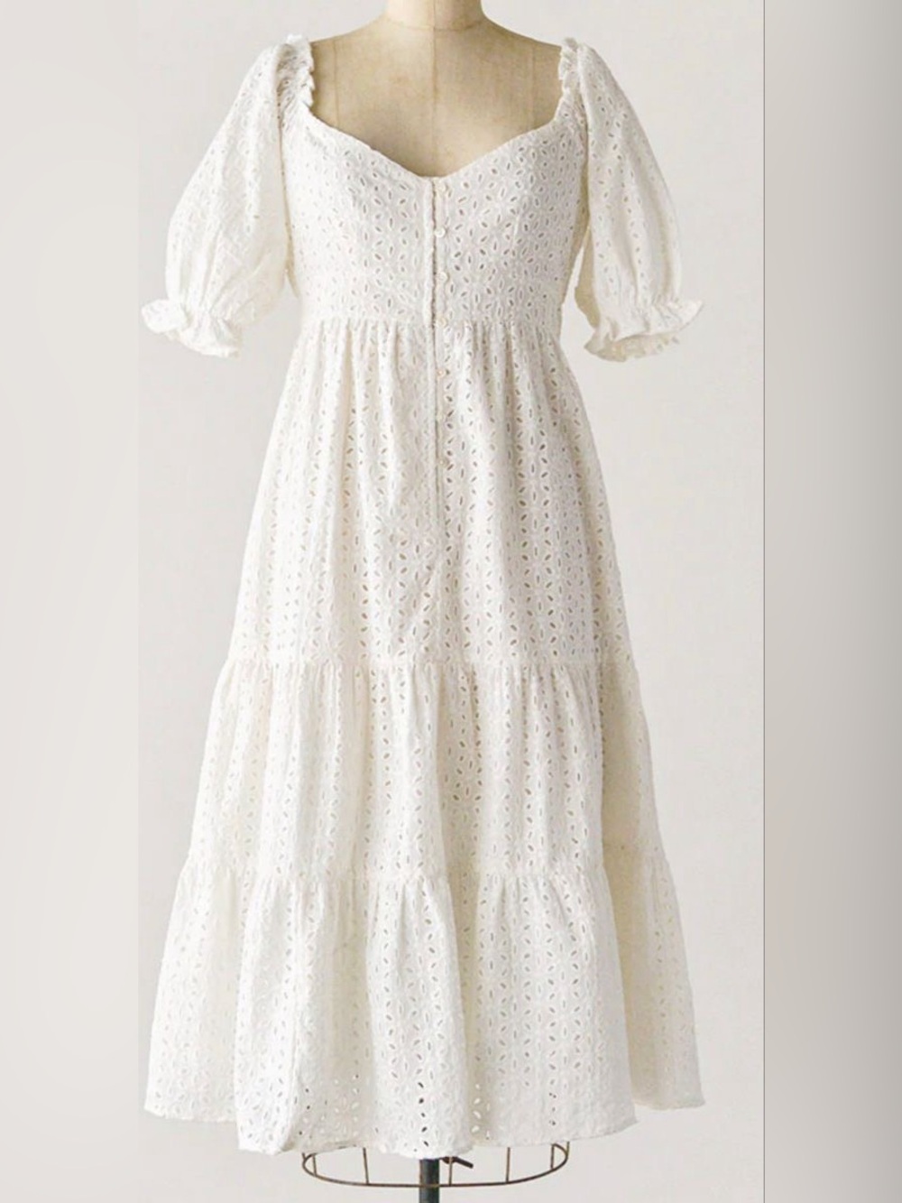 NWOT White Eyelet Tiered Dress - Picture 1 of 4